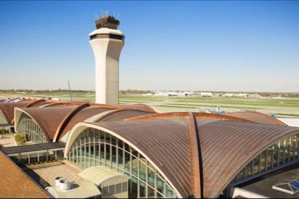 renovation of lambert st. louis international airport roof done by trivers architectural firm