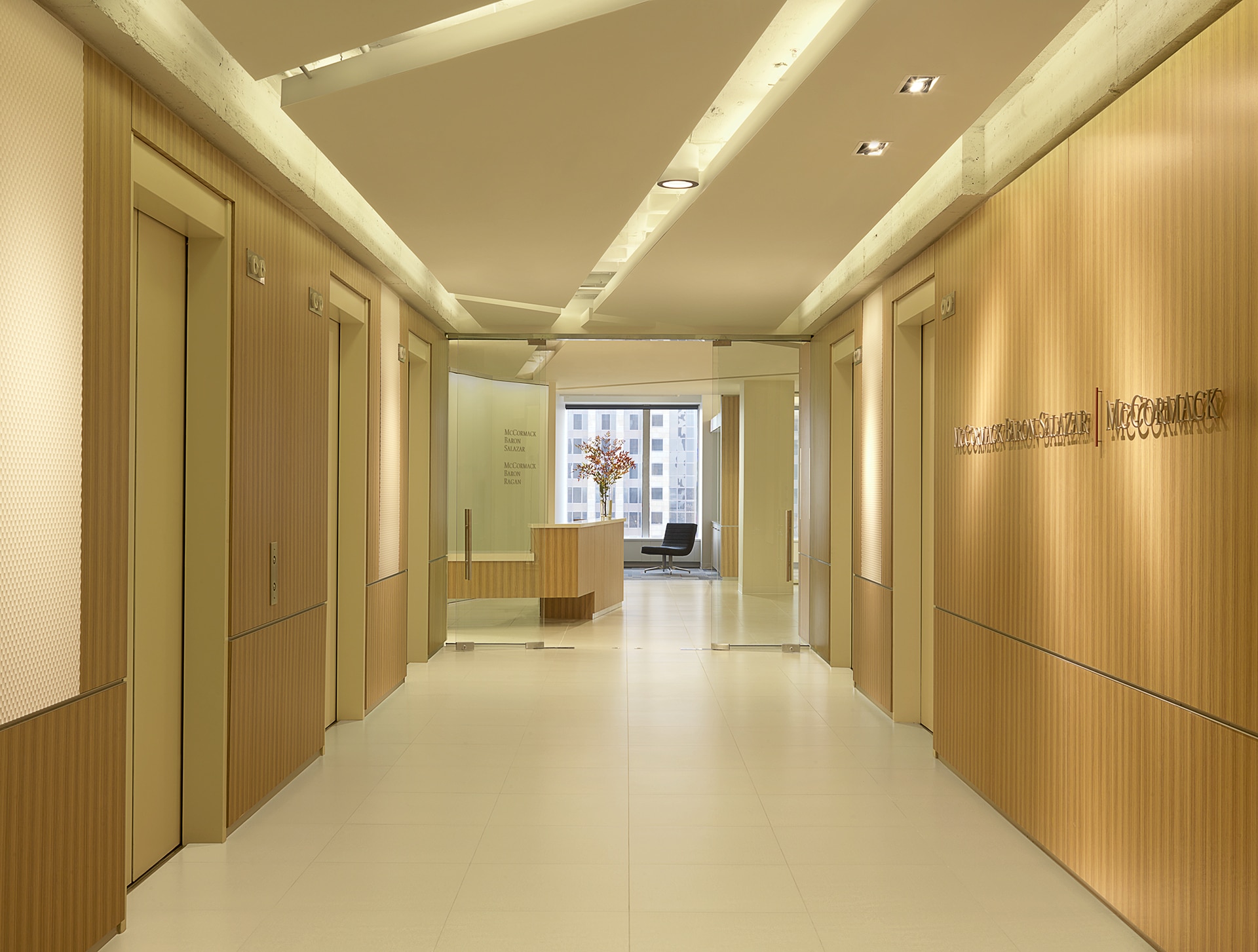interior of mccormack baron salazar corporate office elevator lobby designed by trivers