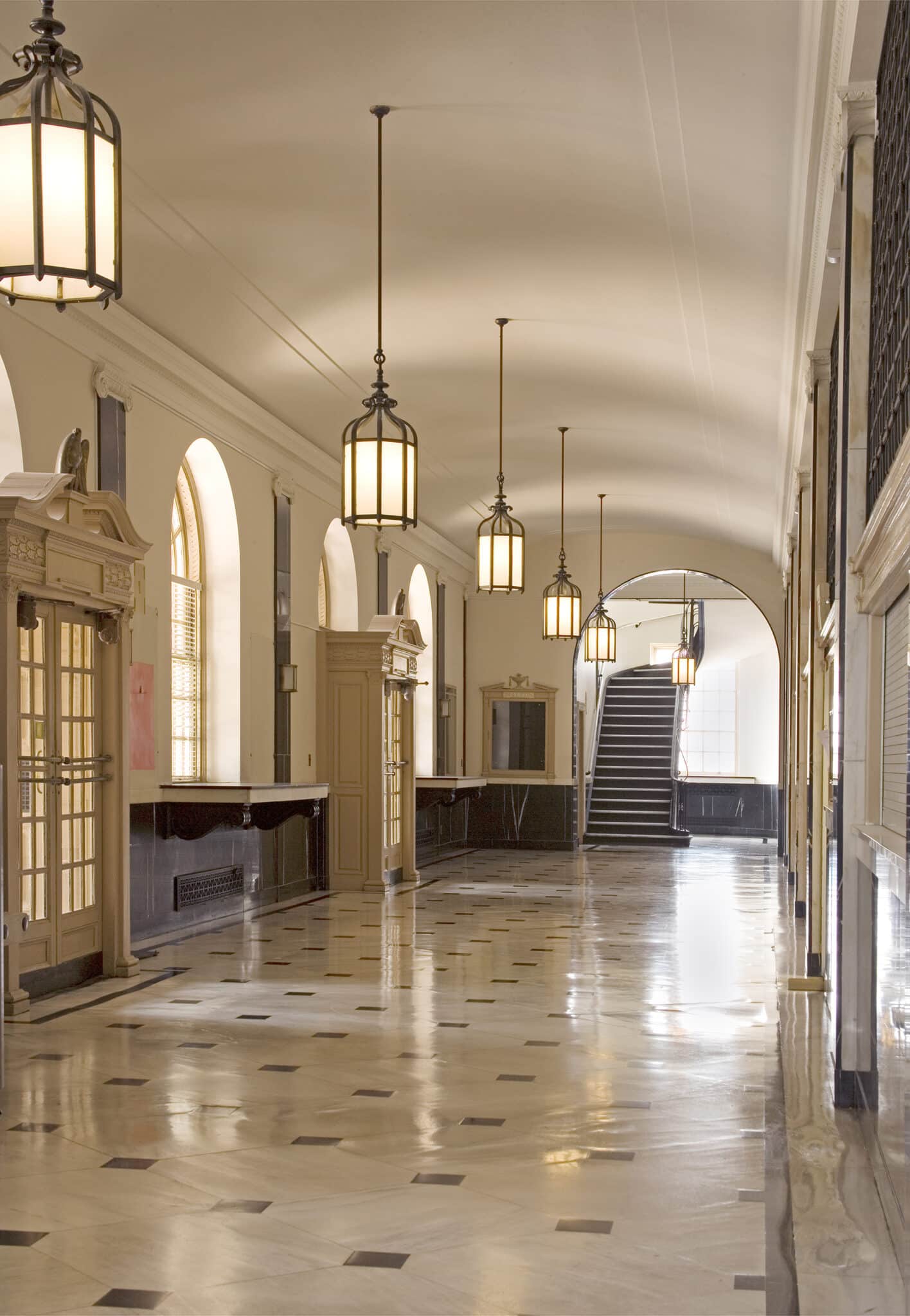 interior hallway of u.s. post office and courthouse designed by trivers architectural firm