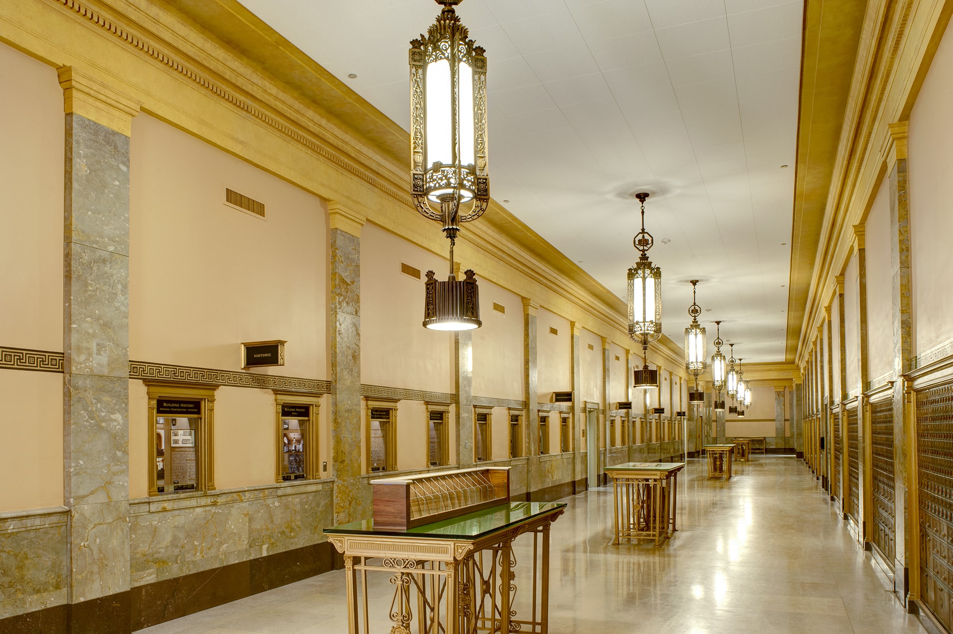 interior of hipolito federal building and us courthouse designed by trivers architects in st. louis