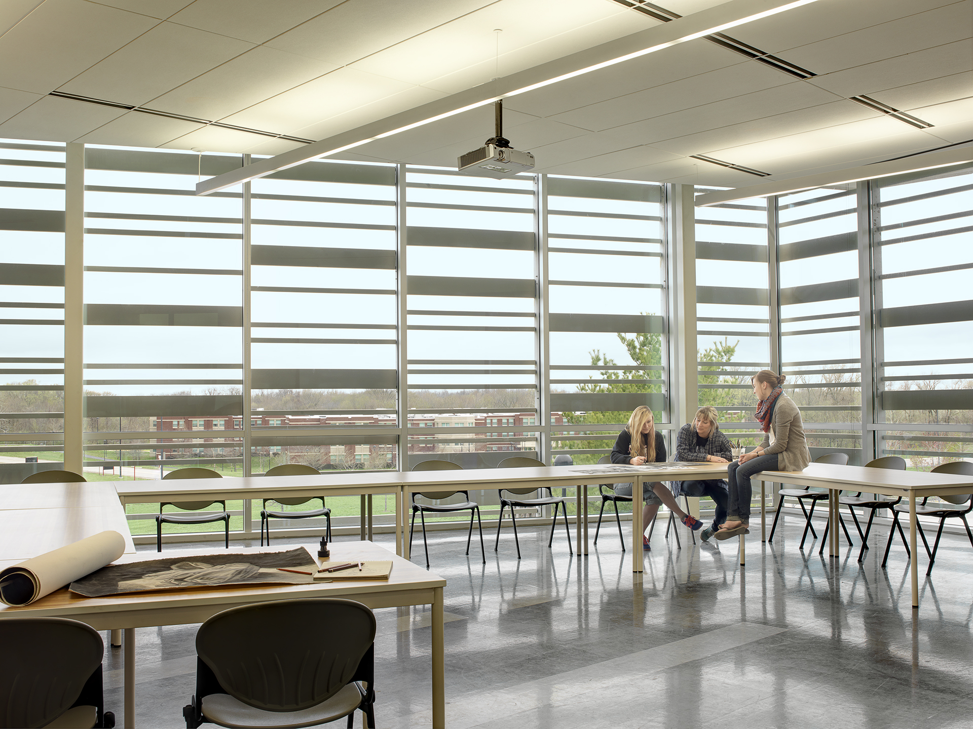 southern illinois university art and design building interior designed by trivers firm