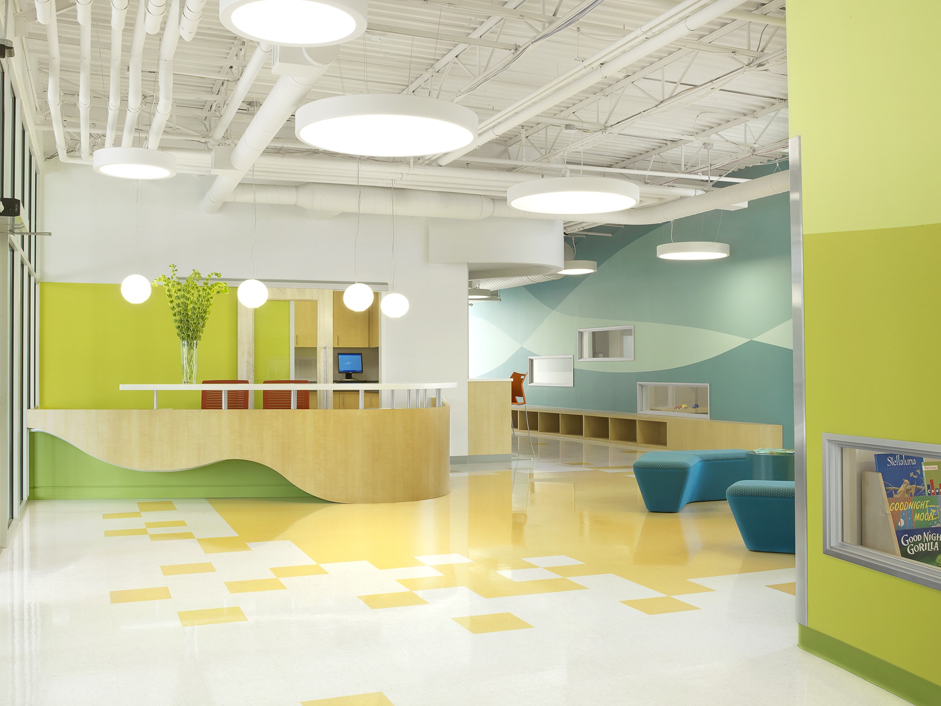 lobby of early childhood school designed by trivers architectural firm