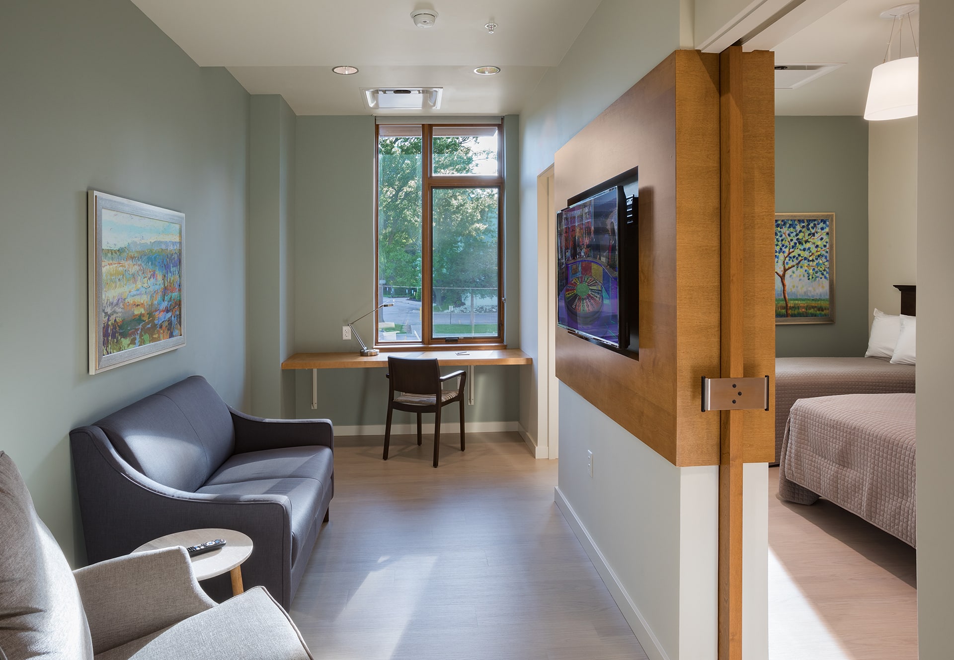 interior of american cancer society hope lodge in omaha designed by trivers architectural firm in st. louis
