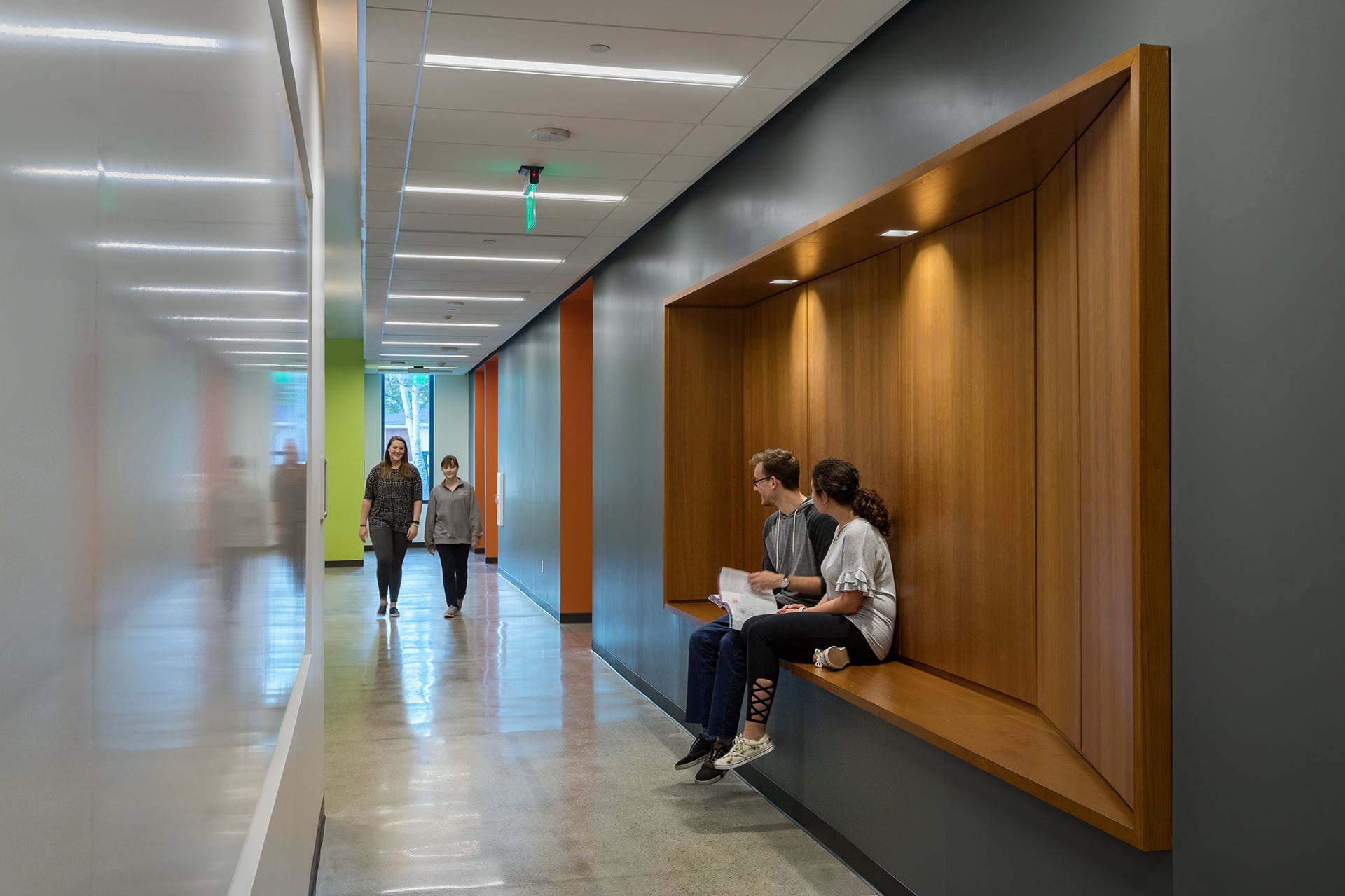 interior corridor of university of pikeville health education building designed by trivers architectural firm in st. louis