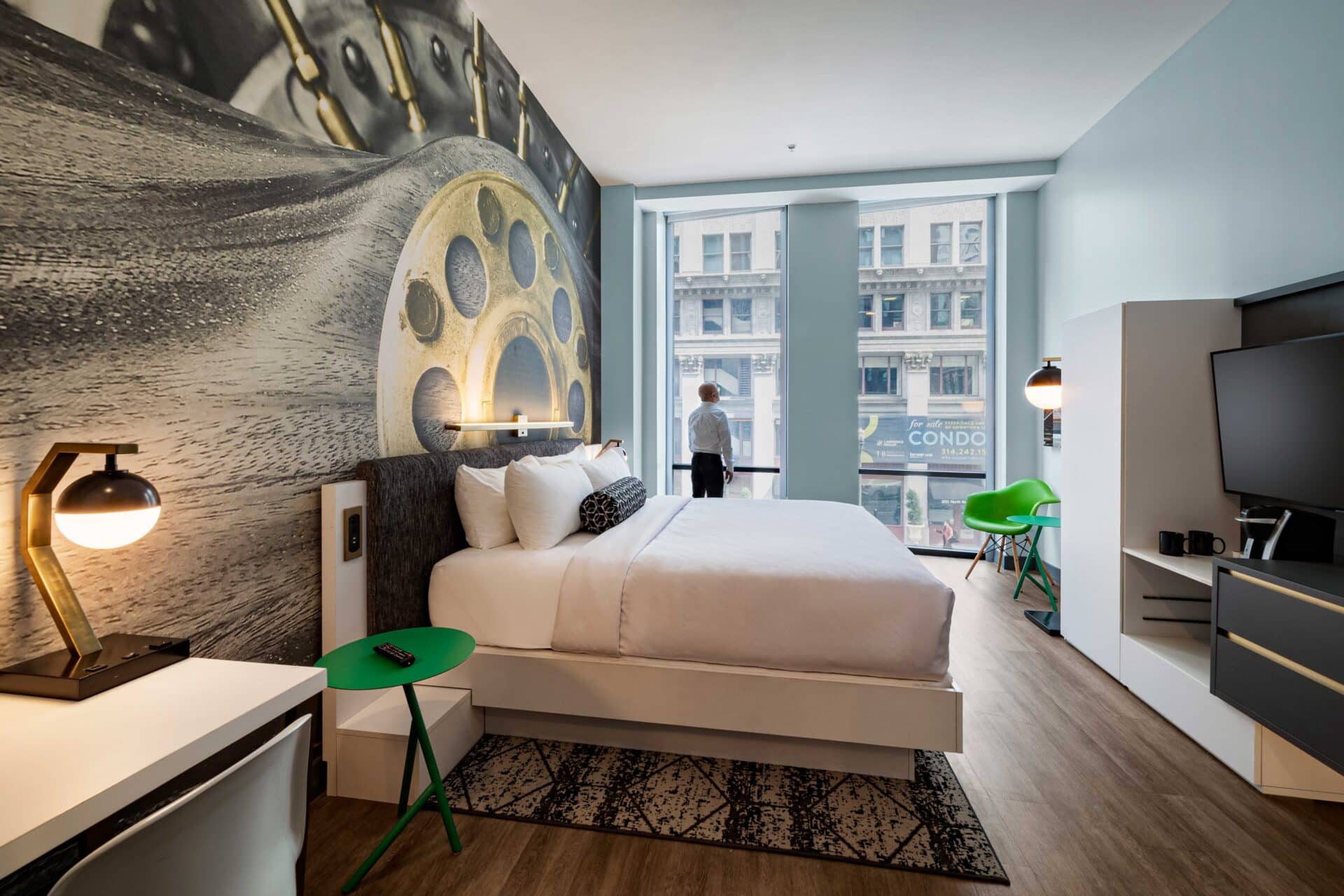 Interior Guest Room at Hotel Indigo - Designed by Trivers Architectural Firm