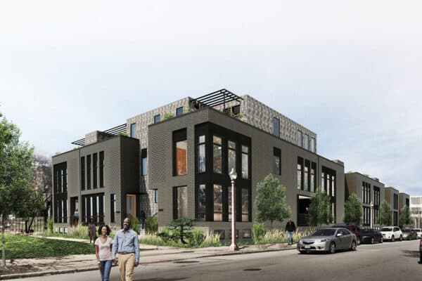 exterior of west pine apartments redesigned by trivers architectural firm in st. louis