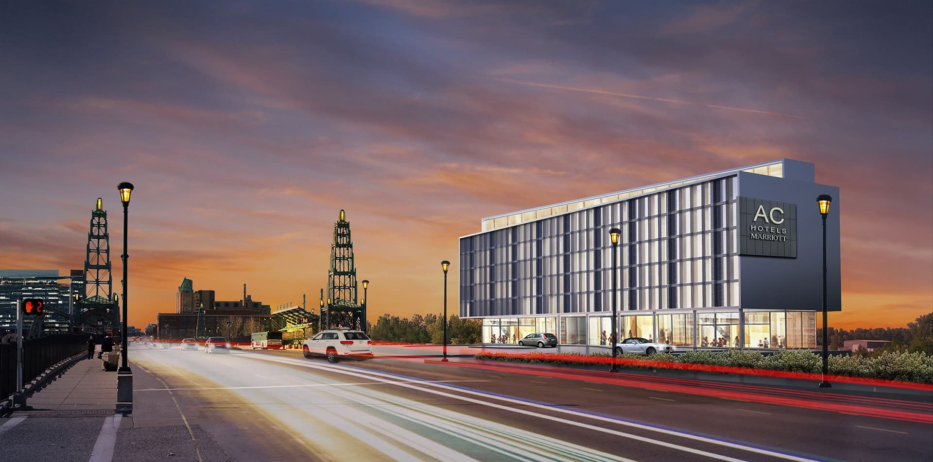 rendering of armory hotel exterior building design by trivers architectural firm in st. louis