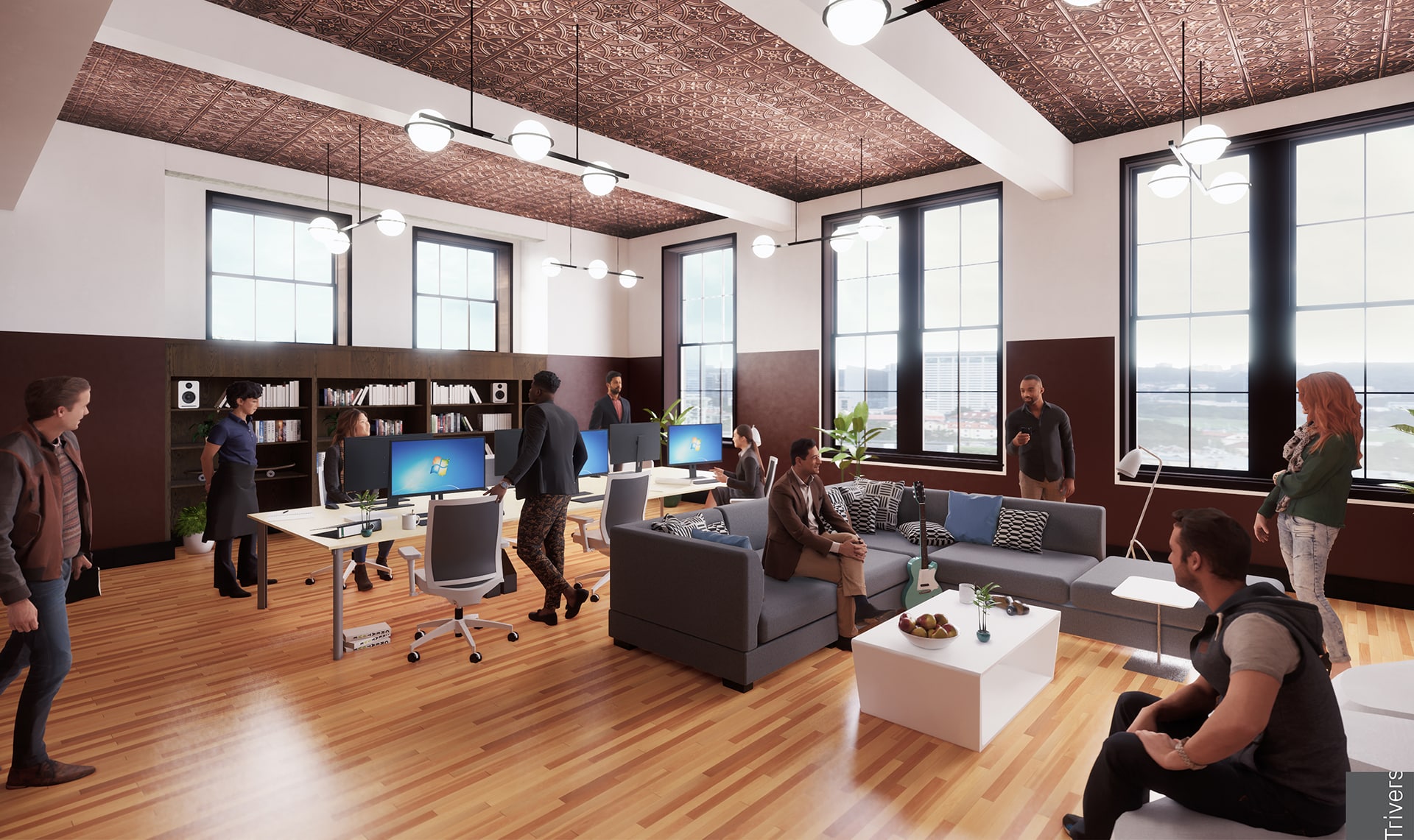 rendering of rock spring office designed by trivers architects in st. louis