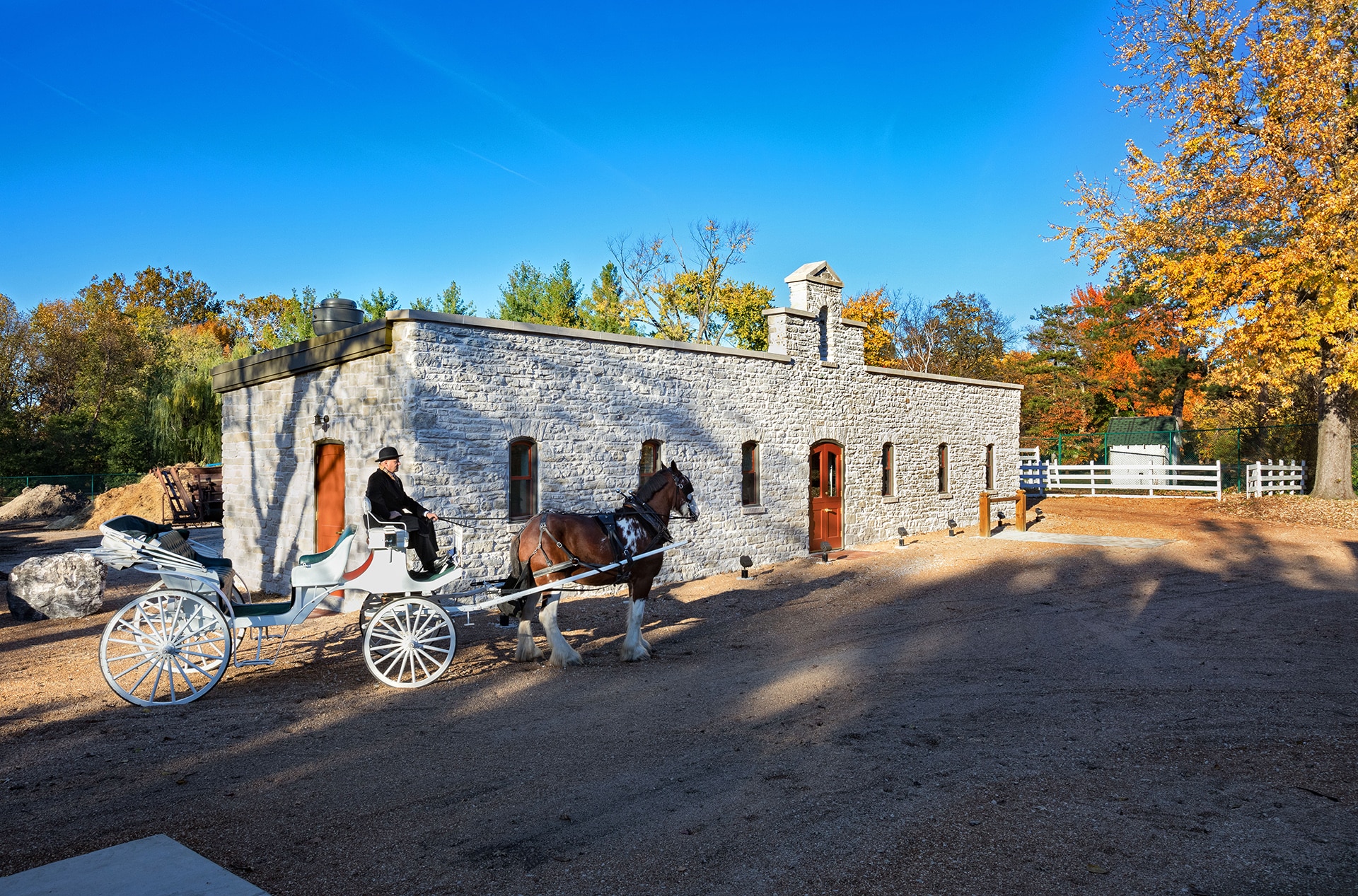 exterior of newly renovated stables at tower grove park designed by trivers architects in st. louis