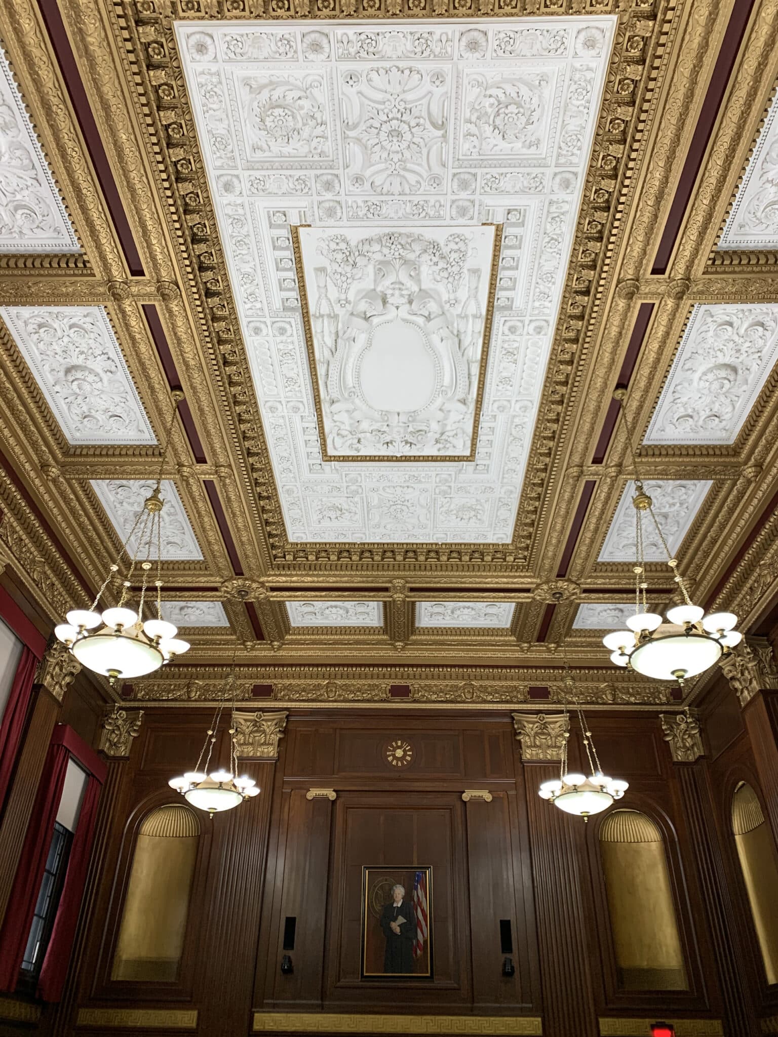 ceiling of newly renovated courthouse building designed by trivers architects in st. louis
