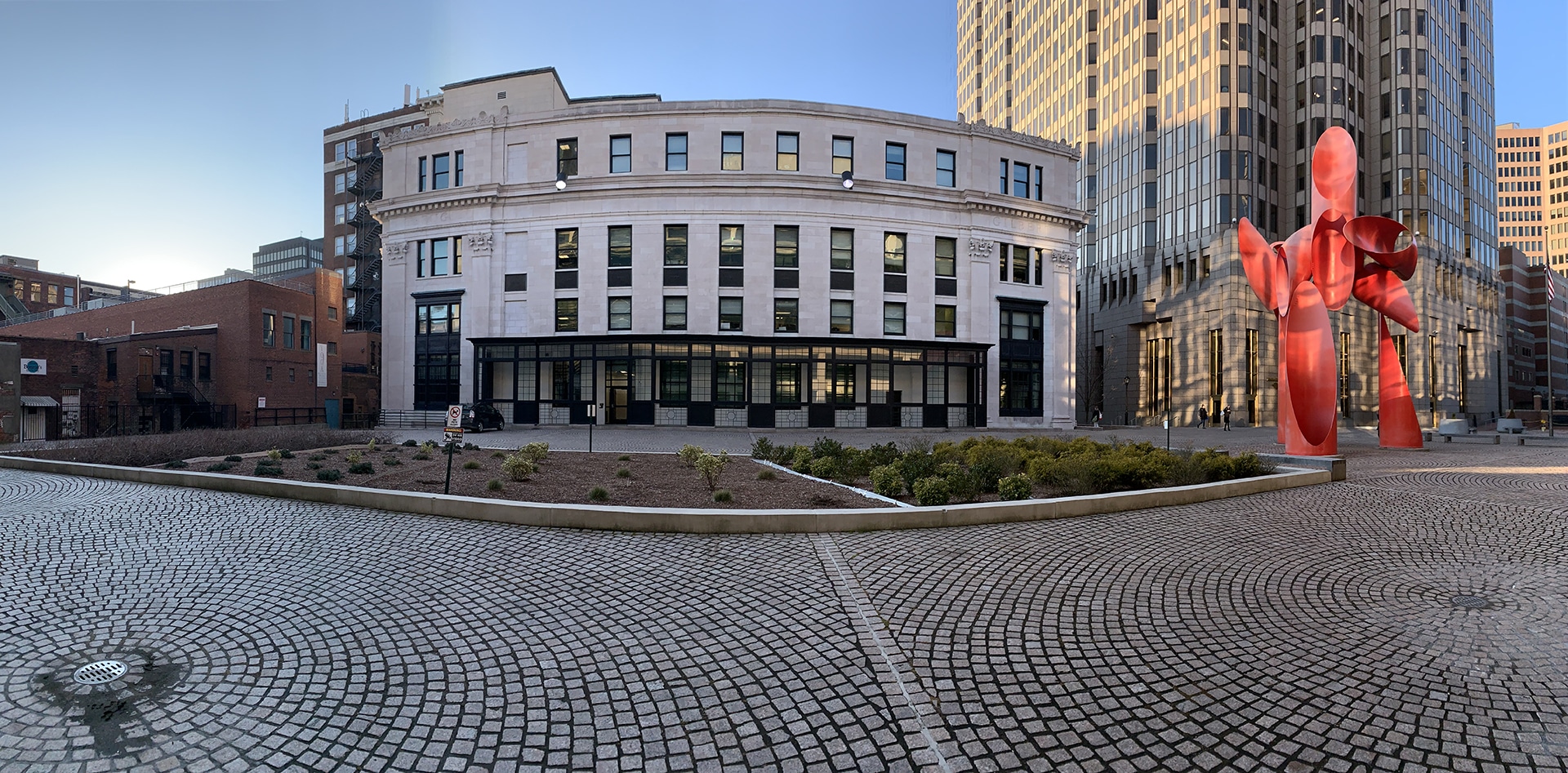 exterior of newly renovated courthouse building designed by trivers architects in st. louis