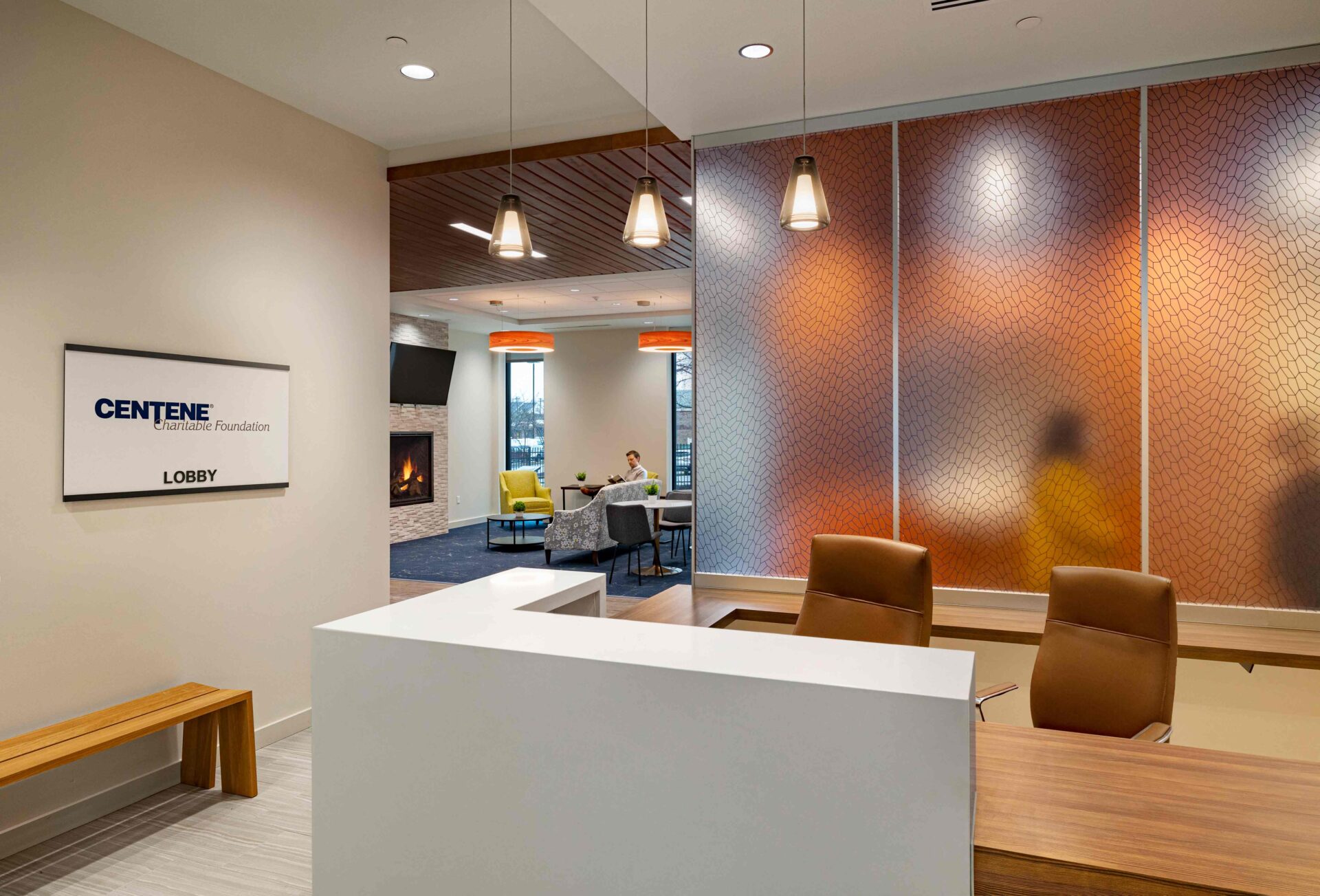 Interior Lobby of American Cancer Society Hope Lodge Building - Designed by Trivers Architectural Firm