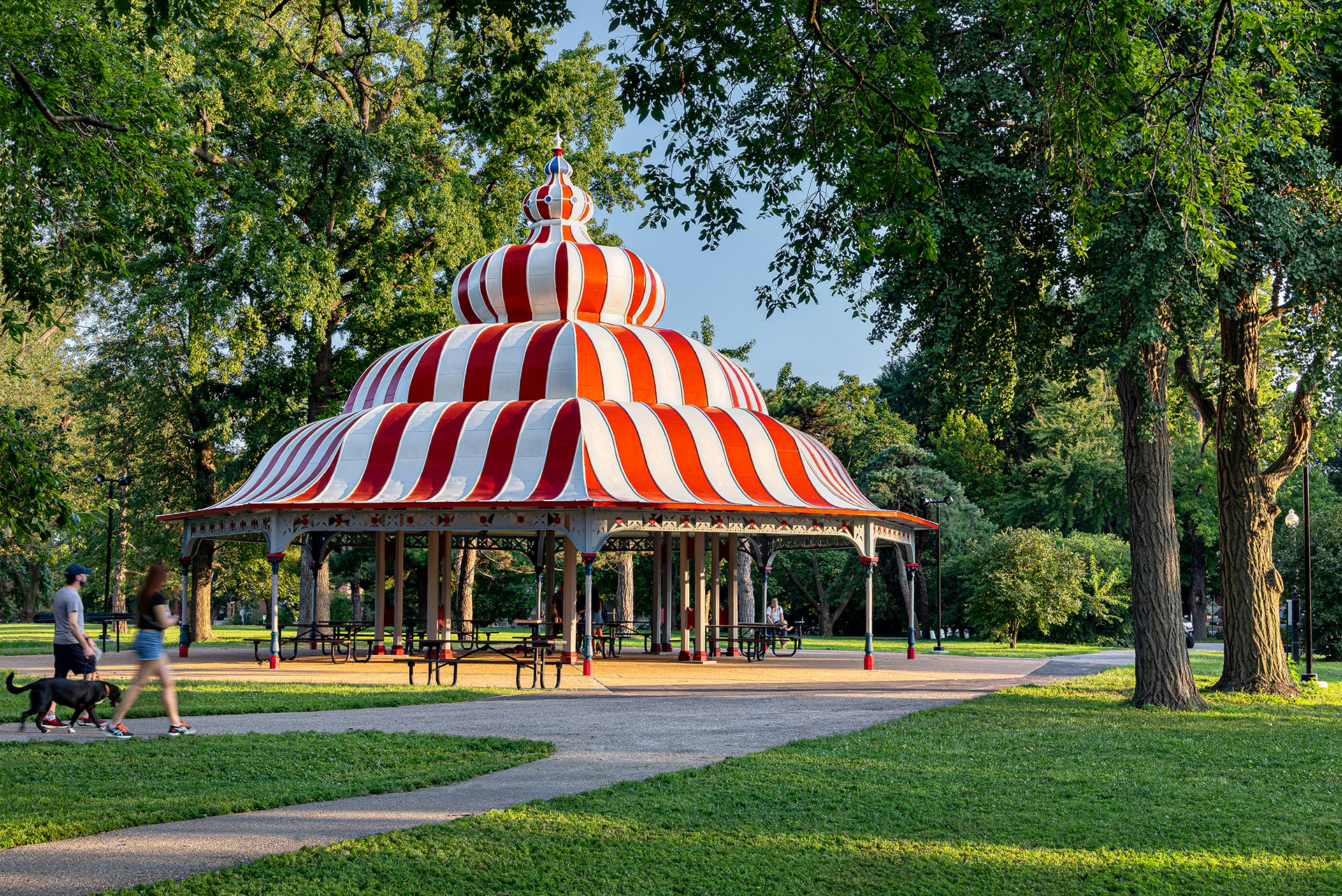 exterior of newly renovated tower grove park pavilion designed by trivers