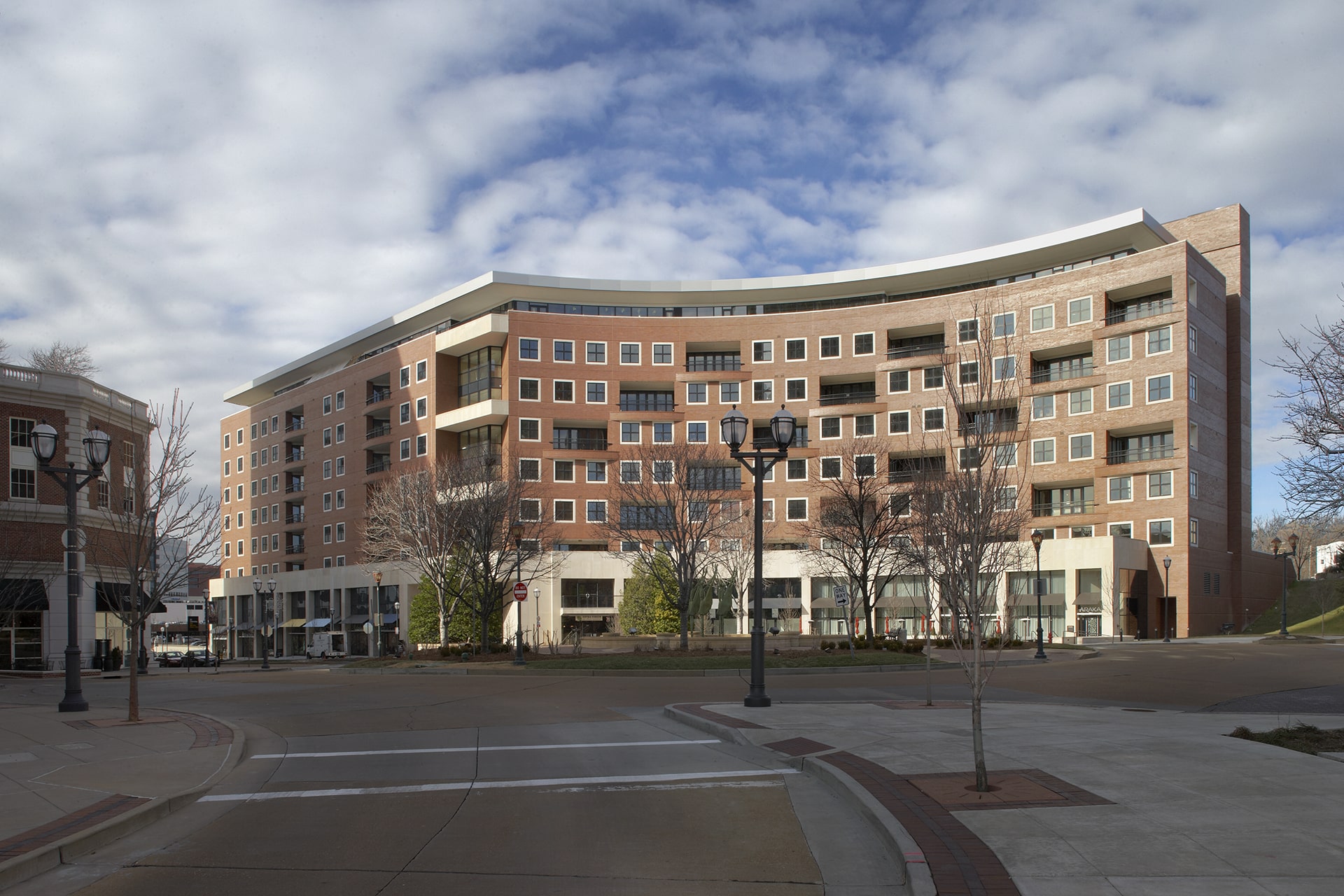 exterior of the crescent building designed by trivers architectural firm in st. louis