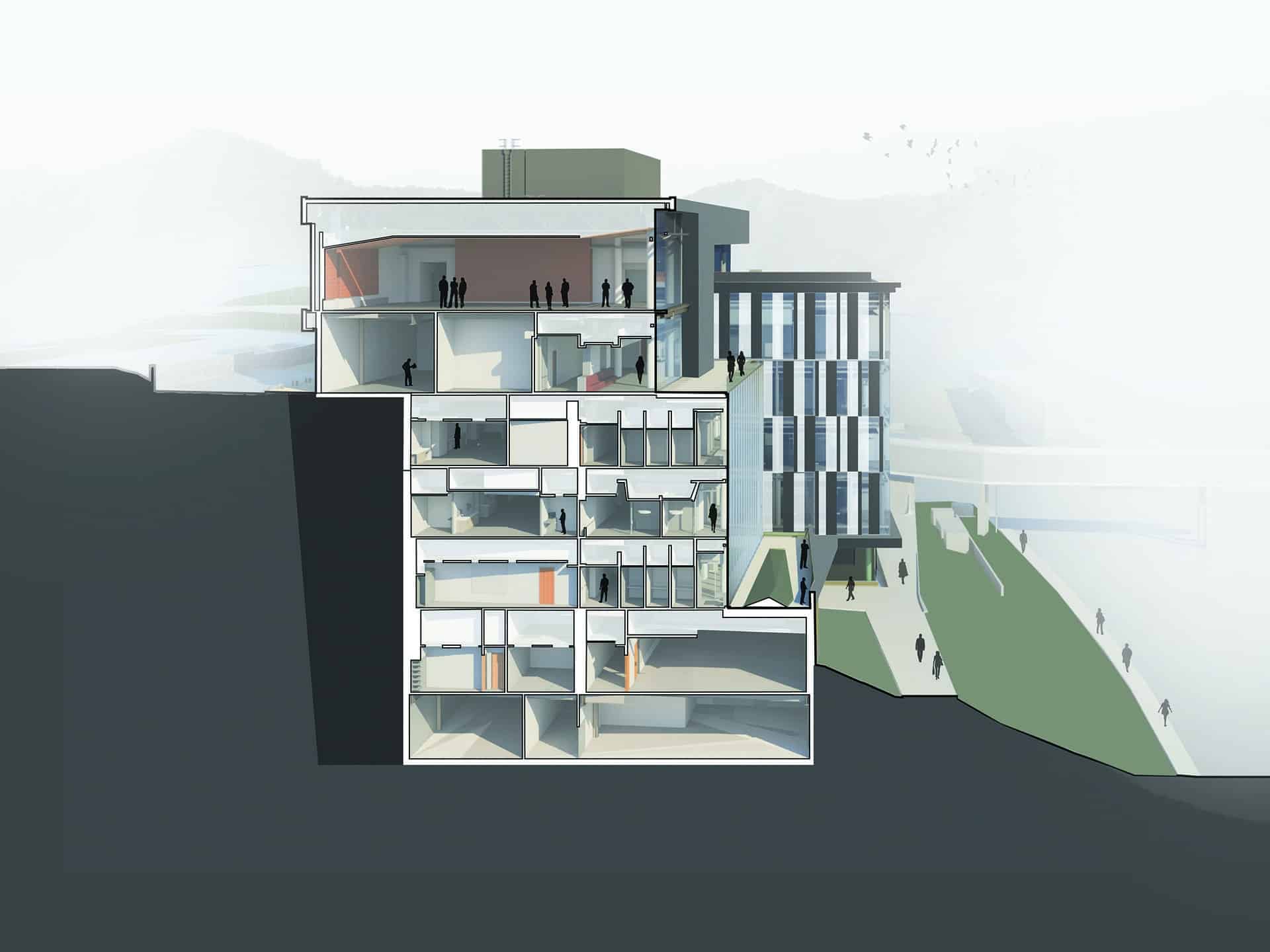 site plan model for the university of pikeville health education building designed by trivers architectural firm