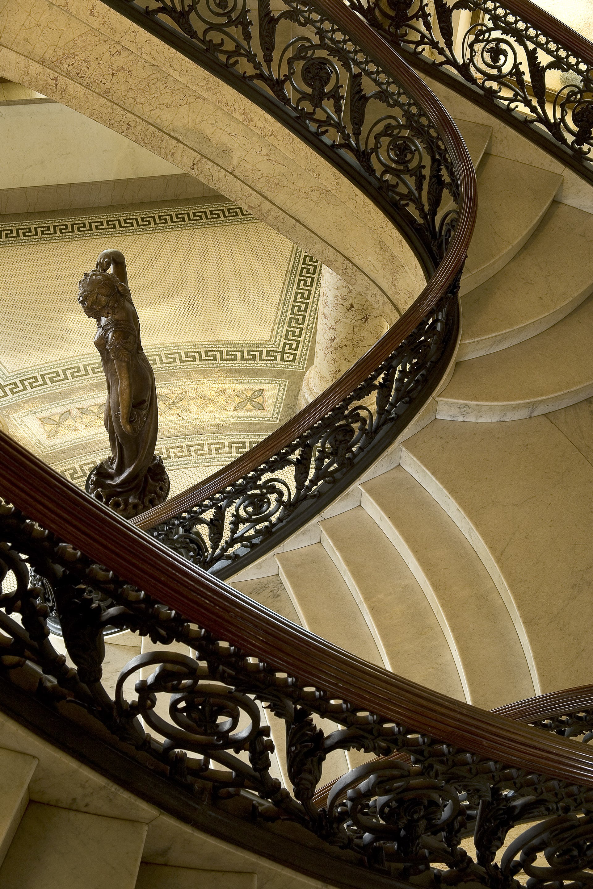 city hall staircase designed by trivers architectural firm in st. louis