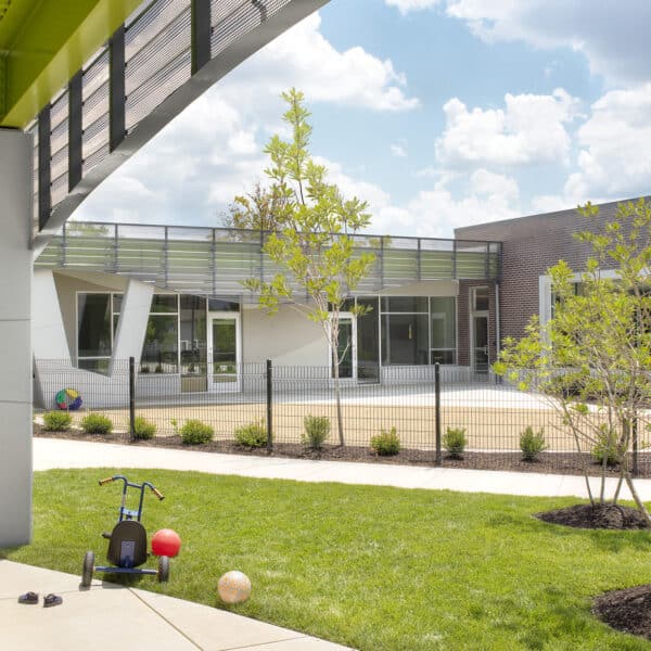 exterior of flance playground designed by trivers architectural firm in st. louis