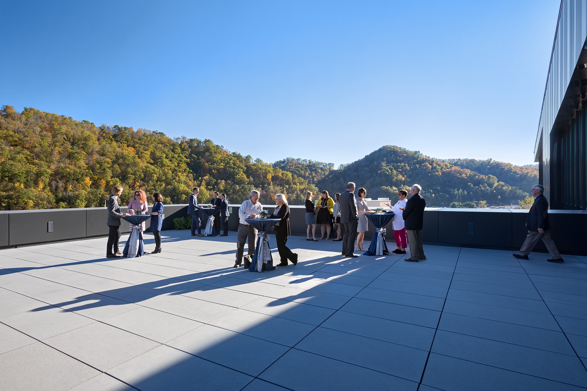 exterior patio of university of pikeville health professions building designed by trivers architectural firm