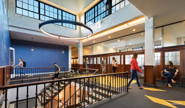 grand stair in woodward apartments after the trivers architectural renovation