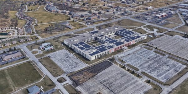 aerial view of newly renovated mgej bean federal center designed by trivers architectural firm