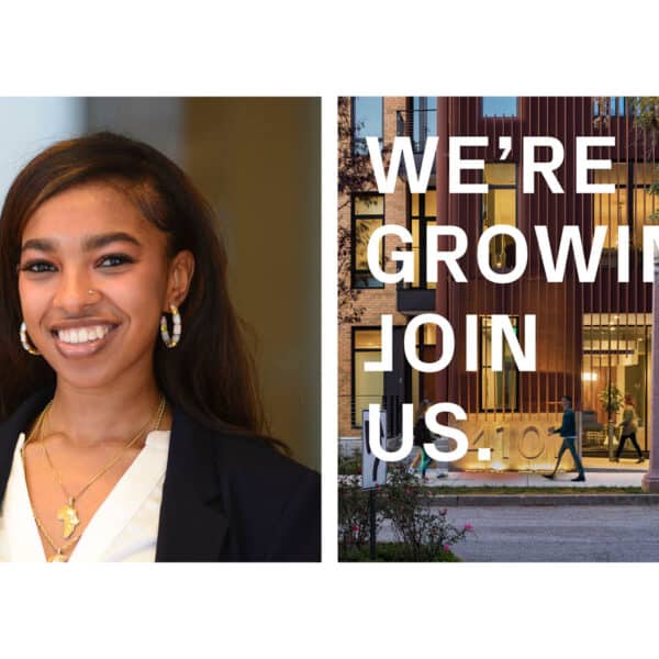 Headshot of Employee and Trivers Building